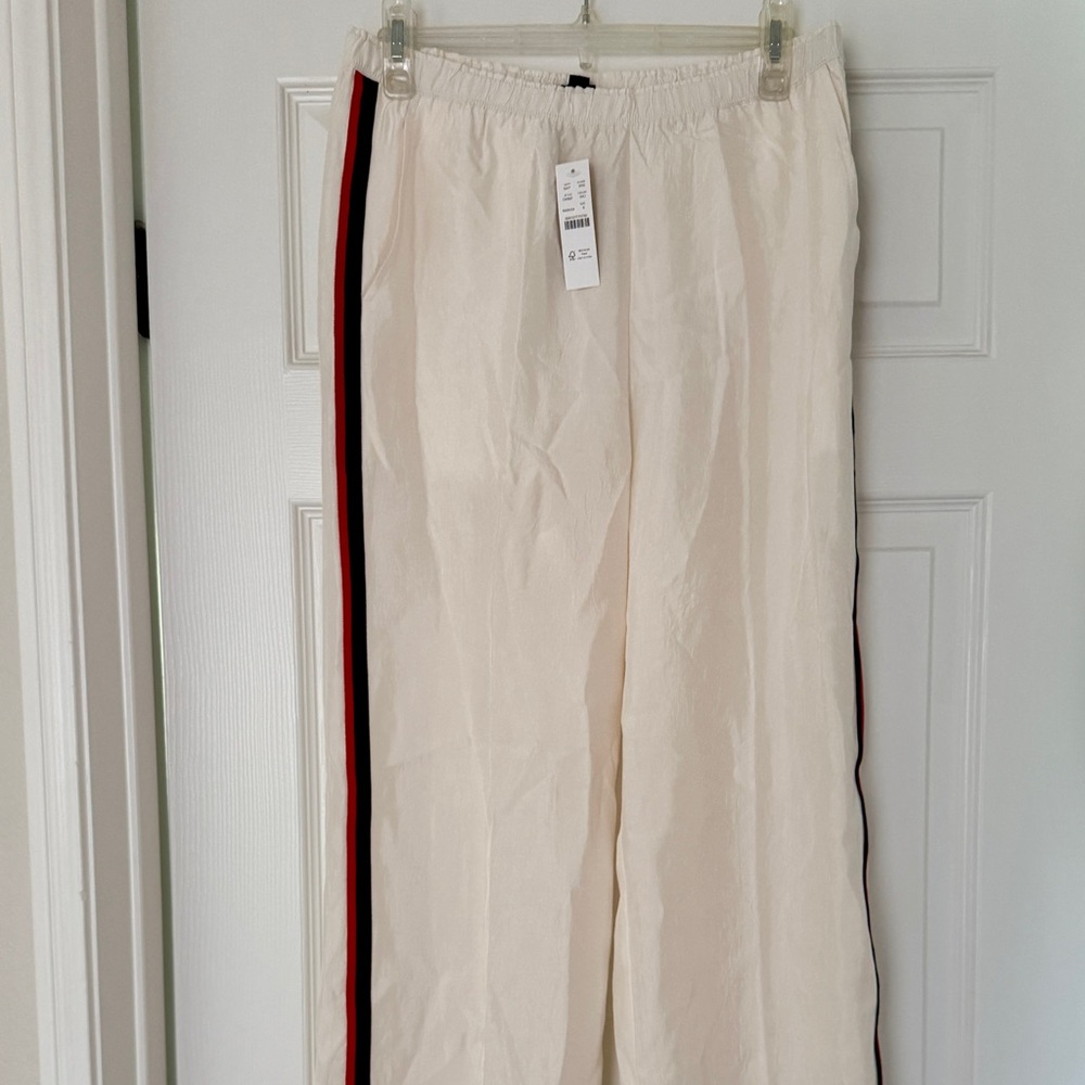 NWT // J. Crew Stratus Side Stripe Textured Satin Pant